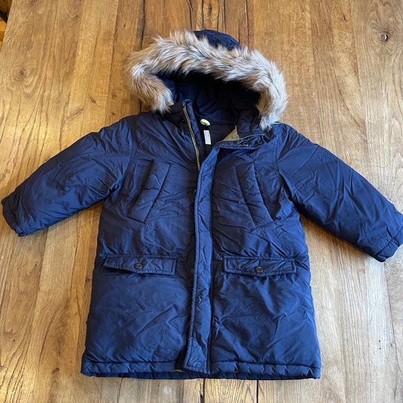 Zara Baby Boy Girl Navy Puffer Hybrid Down Feather coat Jacket 4-5T